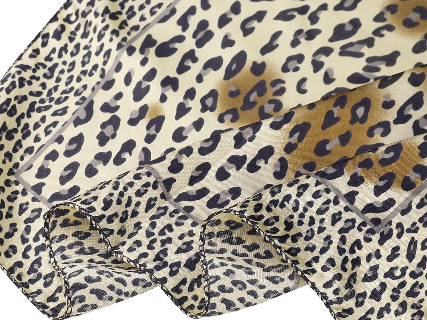 imageuxcell Women Square Scarf Scarves Leopard Printed Striped Polka Dots Pattern Kerchief NeckerchiefGold Leopard