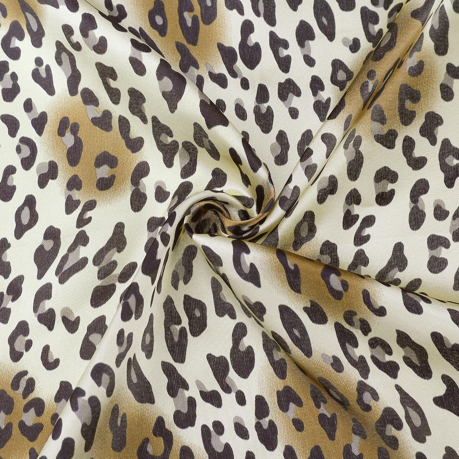 imageuxcell Women Square Scarf Scarves Leopard Printed Striped Polka Dots Pattern Kerchief NeckerchiefGold Leopard