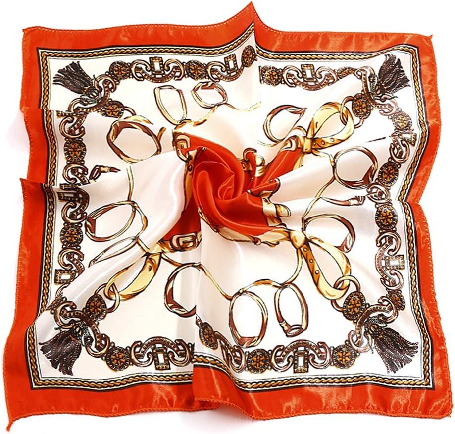 imageuxcell Women Square Scarf Scarves Leopard Printed Striped Polka Dots Pattern Kerchief NeckerchiefOrange Red Off White