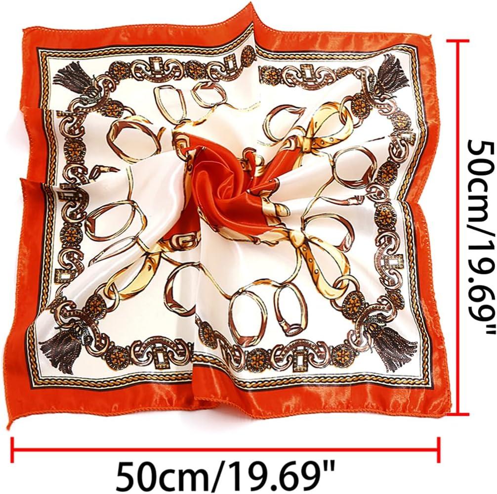 imageuxcell Women Square Scarf Scarves Leopard Printed Striped Polka Dots Pattern Kerchief NeckerchiefOrange Red Off White