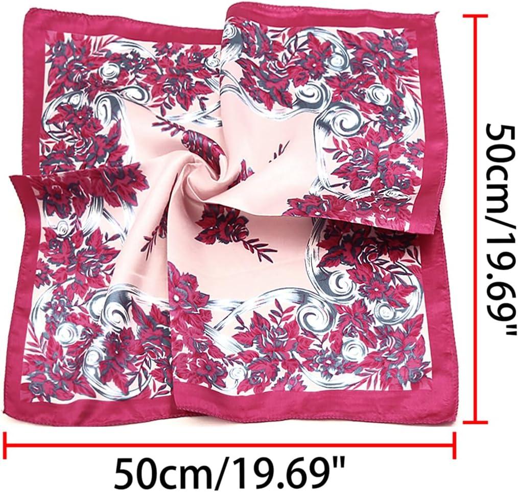 imageuxcell Women Square Scarf Scarves Leopard Printed Striped Polka Dots Pattern Kerchief NeckerchiefPink Floral