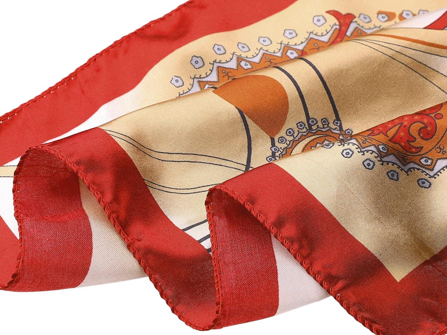 imageuxcell Women Square Scarf Scarves Leopard Printed Striped Polka Dots Pattern Kerchief NeckerchiefRed Beige Paisleys Floral
