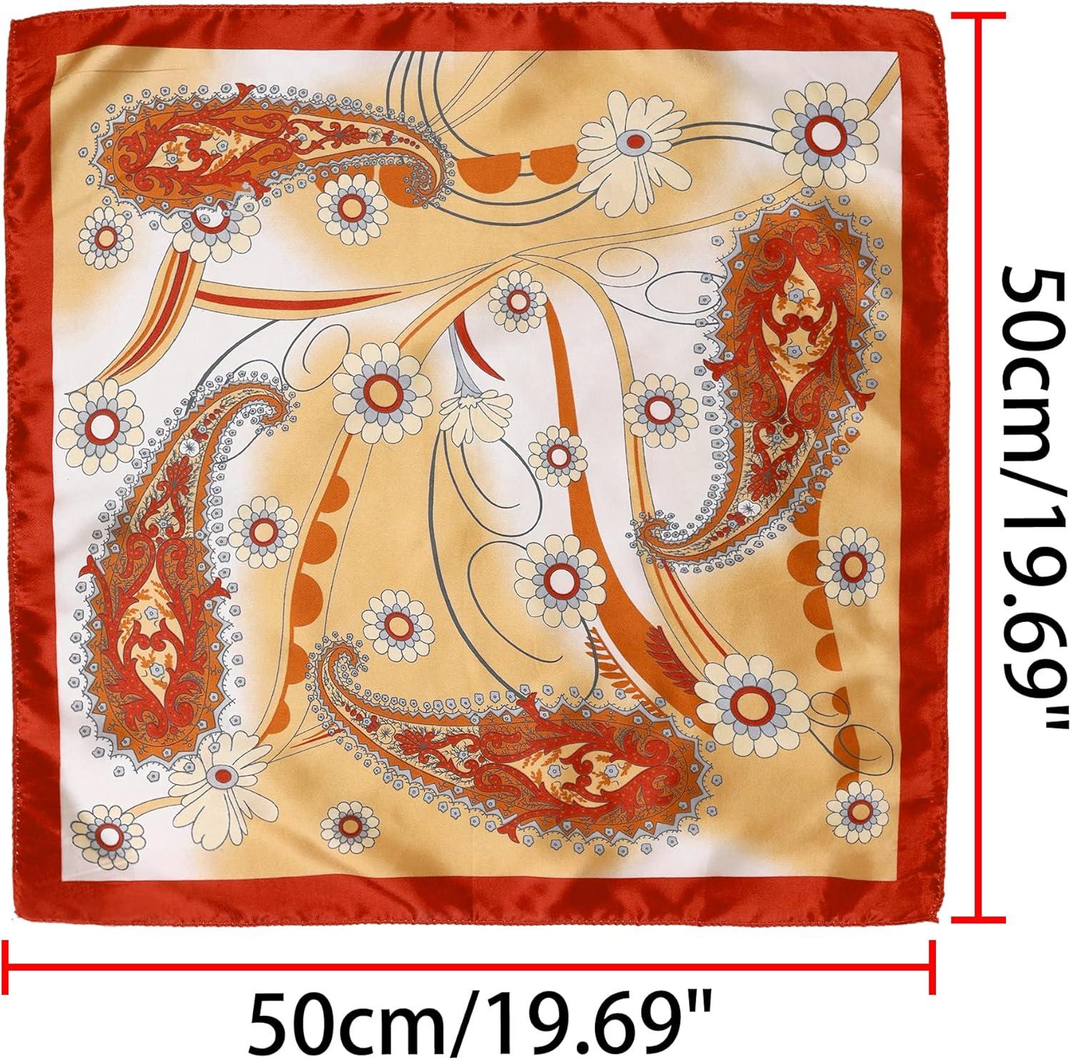 imageuxcell Women Square Scarf Scarves Leopard Printed Striped Polka Dots Pattern Kerchief NeckerchiefRed Beige Paisleys Floral