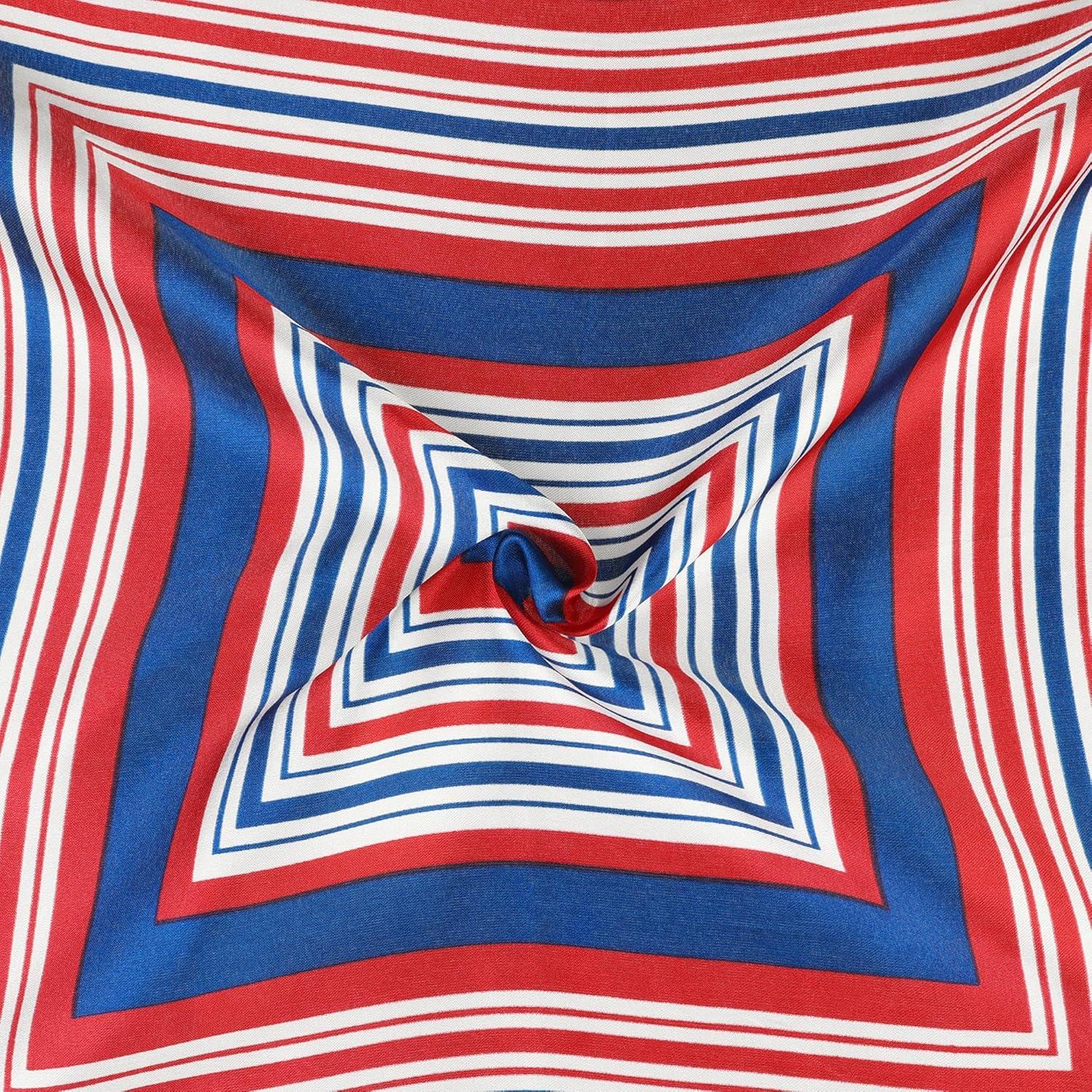imageuxcell Women Square Scarf Scarves Leopard Printed Striped Polka Dots Pattern Kerchief NeckerchiefRed Blue Geometric