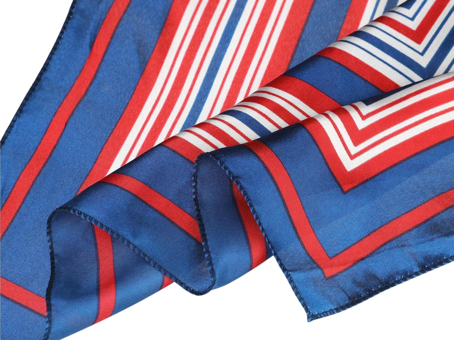 imageuxcell Women Square Scarf Scarves Leopard Printed Striped Polka Dots Pattern Kerchief NeckerchiefRed Blue Geometric
