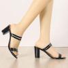 imageAllegra K Womens Clear Strappy Heel Slide Mule Block Heel SandalBlack