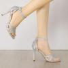 imageAllegra K Womens Glitter Ankle Strap Stiletto Heels SandalsSilver