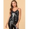 imageAllegra K Womens Sequined Shining Camisole Club Party Glitter Disco Sparkle Cami TopBlack