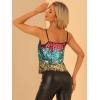 imageAllegra K Womens Sequined Shining Camisole Club Party Glitter Disco Sparkle Cami TopBlue Pink Purple Gold