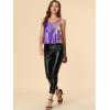 imageAllegra K Womens Sequined Shining Camisole Club Party Glitter Disco Sparkle Cami TopBlue Purple