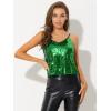 imageAllegra K Womens Sequined Shining Camisole Club Party Glitter Disco Sparkle Cami TopGreen