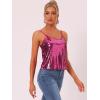 imageAllegra K Womens Sequined Shining Camisole Club Party Glitter Disco Sparkle Cami TopHot Pink