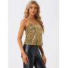 imageAllegra K Womens Sequined Shining Camisole Club Party Glitter Disco Sparkle Cami TopLeopard Gold