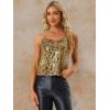 imageAllegra K Womens Sequined Shining Camisole Club Party Glitter Disco Sparkle Cami TopLeopard Gold