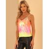 imageAllegra K Womens Sequined Shining Camisole Club Party Glitter Disco Sparkle Cami TopOrange Blue Yellow