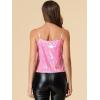 imageAllegra K Womens Sequined Shining Camisole Club Party Glitter Disco Sparkle Cami TopPink