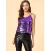 imageAllegra K Womens Sequined Shining Camisole Club Party Glitter Disco Sparkle Cami TopPurple Silver