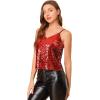 imageAllegra K Womens Sequined Shining Camisole Club Party Glitter Disco Sparkle Cami TopRed