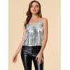 imageAllegra K Womens Sequined Shining Camisole Club Party Glitter Disco Sparkle Cami TopSilver