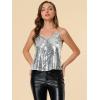 imageAllegra K Womens Sequined Shining Camisole Club Party Glitter Disco Sparkle Cami TopSilver