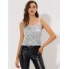 imageAllegra K Womens Sequined Shining Camisole Club Party Glitter Disco Sparkle Cami TopSilver White