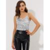 imageAllegra K Womens Sequined Shining Camisole Club Party Glitter Disco Sparkle Cami TopSilver White