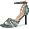 imageAllegra K Womens Glitter Ankle Strap Stiletto Heels SandalsGreen