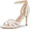 imageAllegra K Womens Glitter Ankle Strap Stiletto Heels SandalsWhite