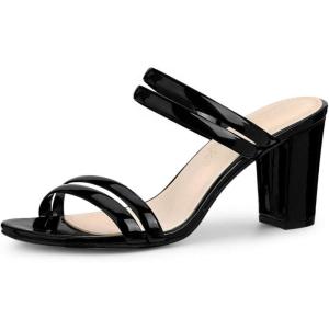 imageAllegra K Womens Clear Strappy Heel Slide Mule Block Heel SandalBlack