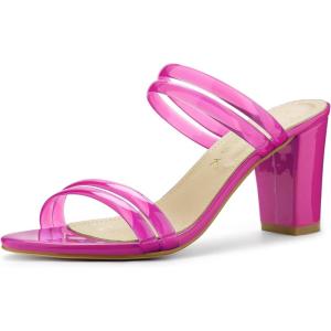 imageAllegra K Womens Clear Strappy Heel Slide Mule Block Heel SandalHot Pink