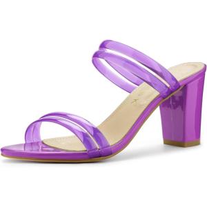 imageAllegra K Womens Clear Strappy Heel Slide Mule Block Heel SandalPurple