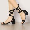 imageAllegra K Womens Open Toe Block Heel Lace Up Heels Heel SandalsBlack