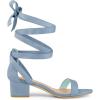 imageAllegra K Womens Open Toe Block Heel Lace Up Heels Heel SandalsBlue Haze