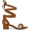 imageAllegra K Womens Open Toe Block Heel Lace Up Heels Heel SandalsBrown