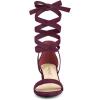 imageAllegra K Womens Open Toe Block Heel Lace Up Heels Heel SandalsBurgundy