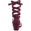 imageAllegra K Womens Open Toe Block Heel Lace Up Heels Heel SandalsBurgundy