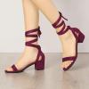 imageAllegra K Womens Open Toe Block Heel Lace Up Heels Heel SandalsBurgundy