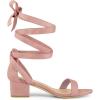 imageAllegra K Womens Open Toe Block Heel Lace Up Heels Heel SandalsDust Pink