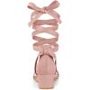 imageAllegra K Womens Open Toe Block Heel Lace Up Heels Heel SandalsDust Pink