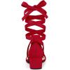 imageAllegra K Womens Open Toe Block Heel Lace Up Heels Heel SandalsRed