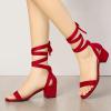 imageAllegra K Womens Open Toe Block Heel Lace Up Heels Heel SandalsRed