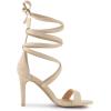 imageAllegra K Womens Open Toe Stiletto Heel Lace Up Heels SandalsBeige