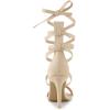 imageAllegra K Womens Open Toe Stiletto Heel Lace Up Heels SandalsBeige