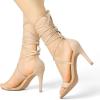 imageAllegra K Womens Open Toe Stiletto Heel Lace Up Heels SandalsBeige