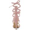 imageAllegra K Womens Open Toe Stiletto Heel Lace Up Heels SandalsDust Pink