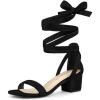 imageAllegra K Womens Open Toe Block Heel Lace Up Heels Heel SandalsBlack