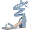 imageAllegra K Womens Open Toe Block Heel Lace Up Heels Heel SandalsBlue Haze