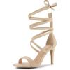 imageAllegra K Womens Open Toe Stiletto Heel Lace Up Heels SandalsBeige