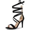 imageAllegra K Womens Open Toe Stiletto Heel Lace Up Heels SandalsBlack