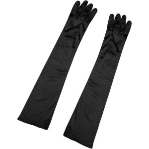 imageAllegra K Womens Long Gloves 1920S Evening Party Full Finger Mittens Elegant Opera GloveGlossy Black